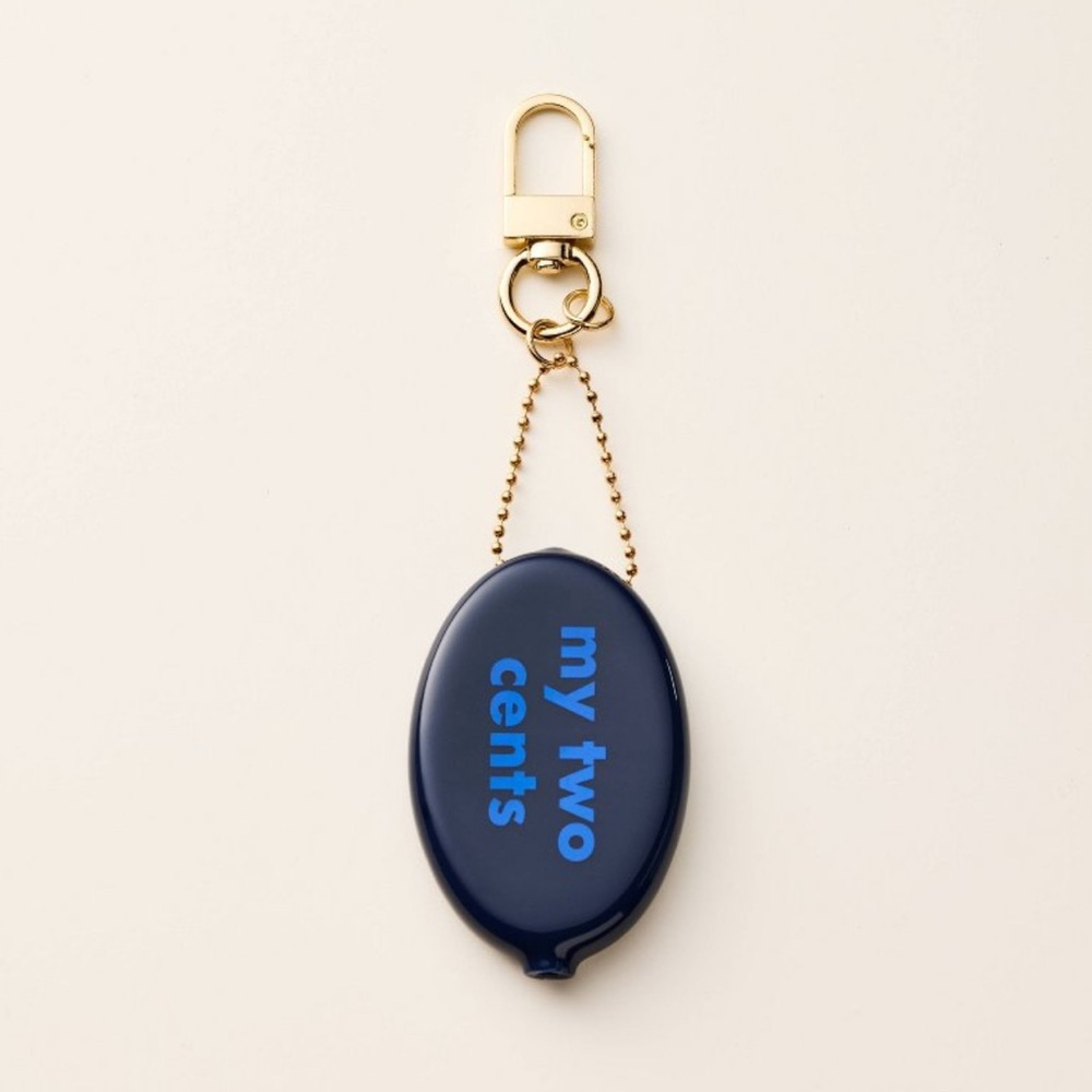 Kate Spade x Target “ my two cents “ Navy Blue Coin Holder Keychain